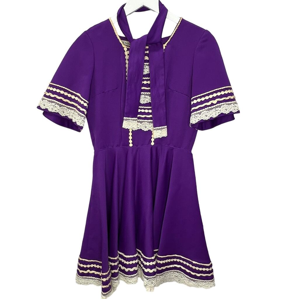 Vintage Kate Schorer Square Dance Full Circle Dress Purple Western Rockabilly S